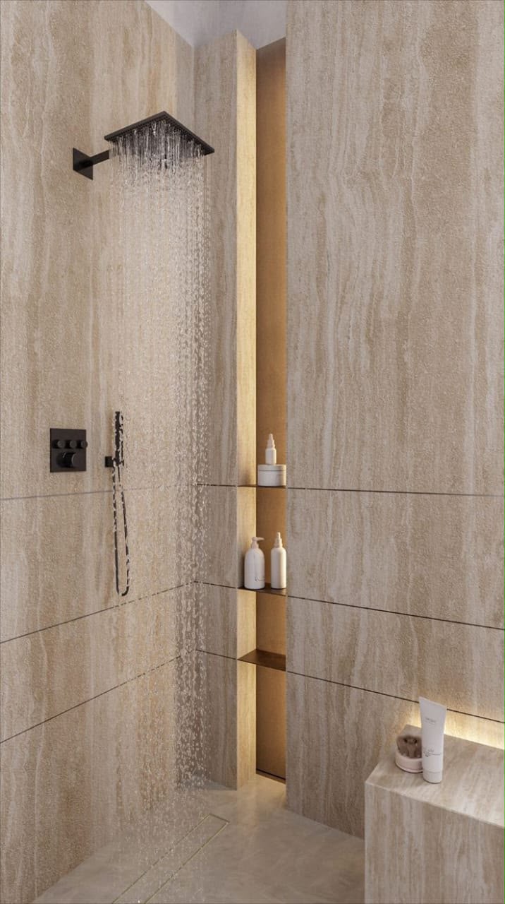 Douche moderne finition pierre